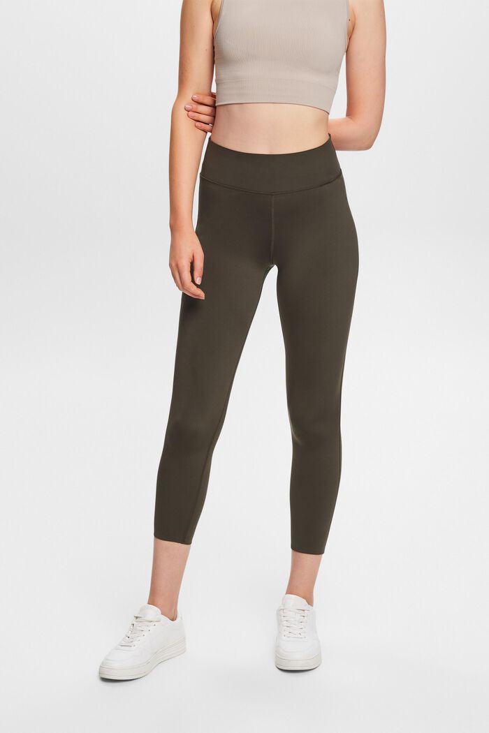 Recycled: Active leggings with E-DRY, DARK KHAKI, detail image number 0
