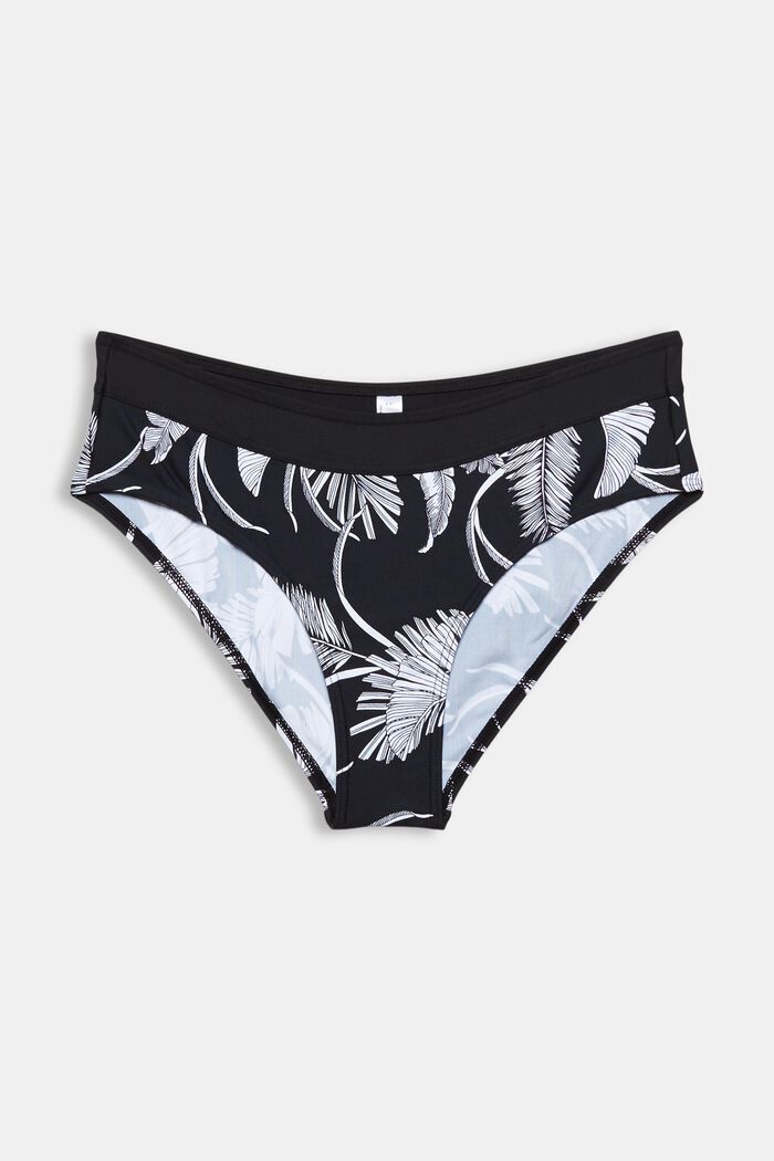 Recycled: bikini bottoms with a palm tree print, BLACK, overview