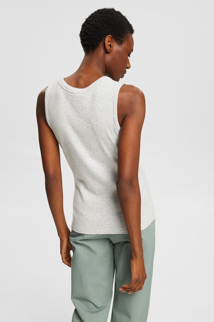Top in a ribbed look, organic cotton blend, LIGHT GREY, detail image number 3
