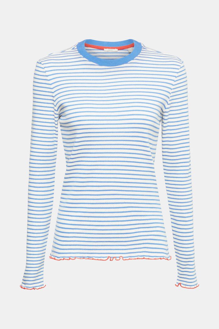 Striped pointelle long sleeve top