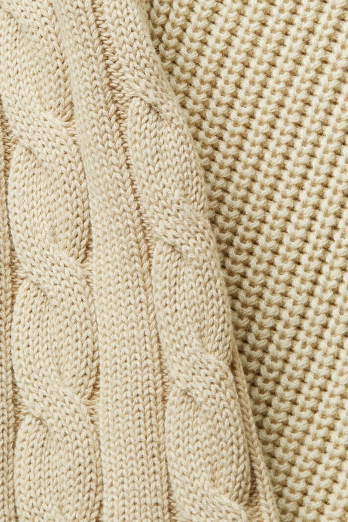 Mixed pattern chunky knit slipover, BEIGE, detail image number 6