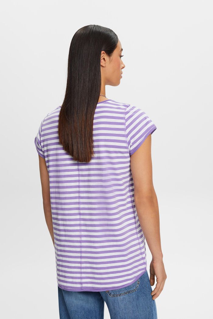 Striped roll edge t-shirt, PURPLE, detail image number 3