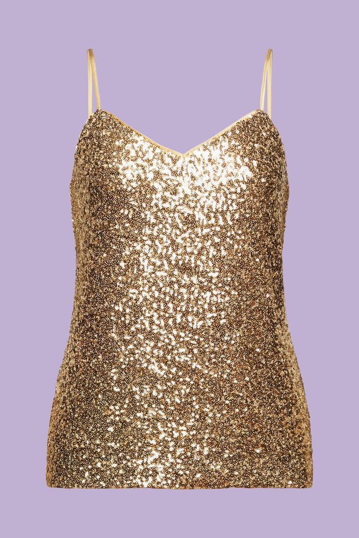 Sequined Camisole, GOLD, detail image number 6