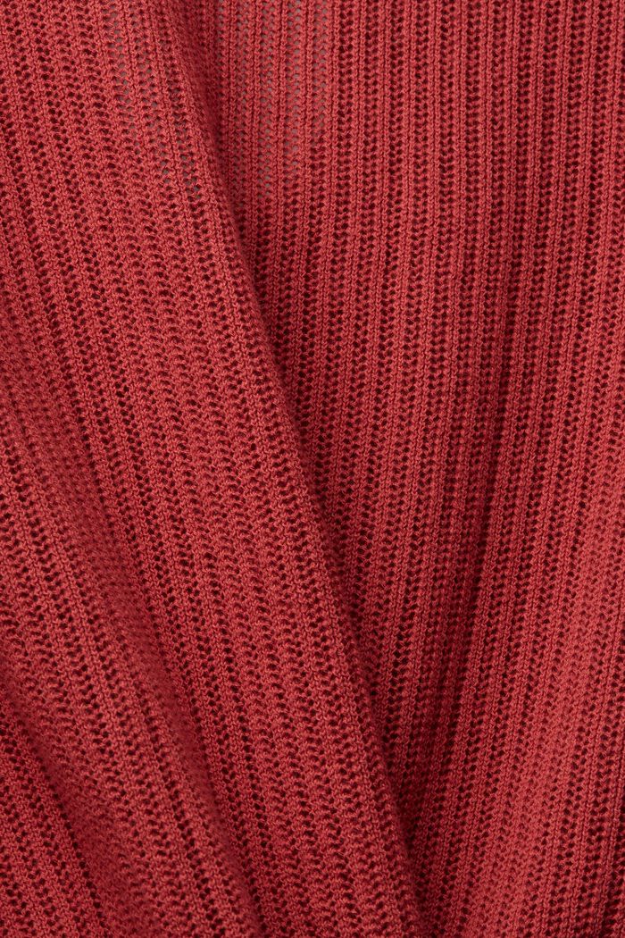 Linen blend: jumper with short flounce sleeves, TERRACOTTA, detail image number 4