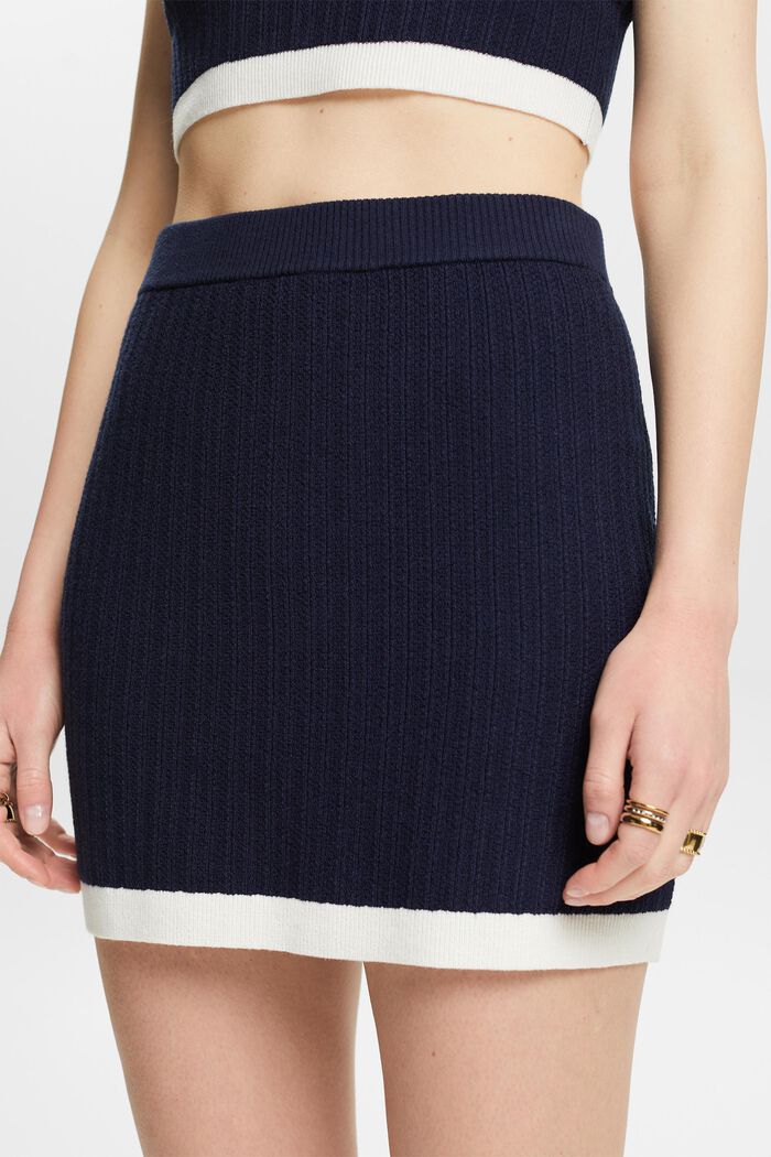 Rib-Knit Mini Skirt, NAVY, detail image number 3