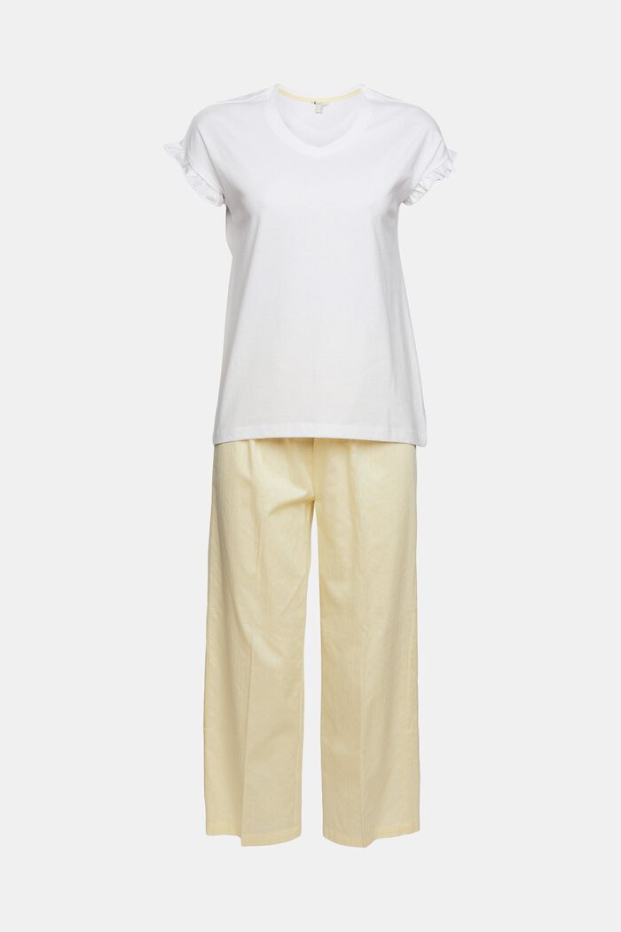 Pyjama set with a jersey top, PASTEL YELLOW, overview