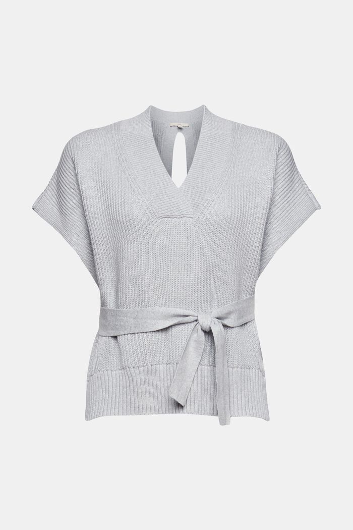 Backless sleeveless jumper, 100% cotton, LIGHT GREY, overview