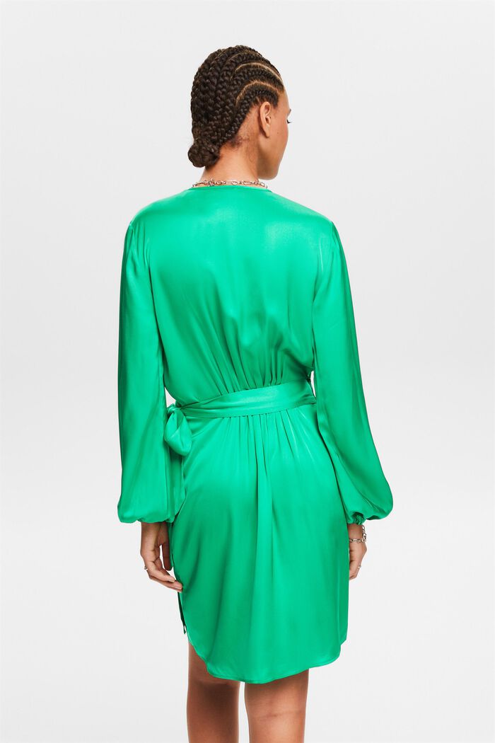 Wrap Satin Mini Dress, GREEN, detail image number 2