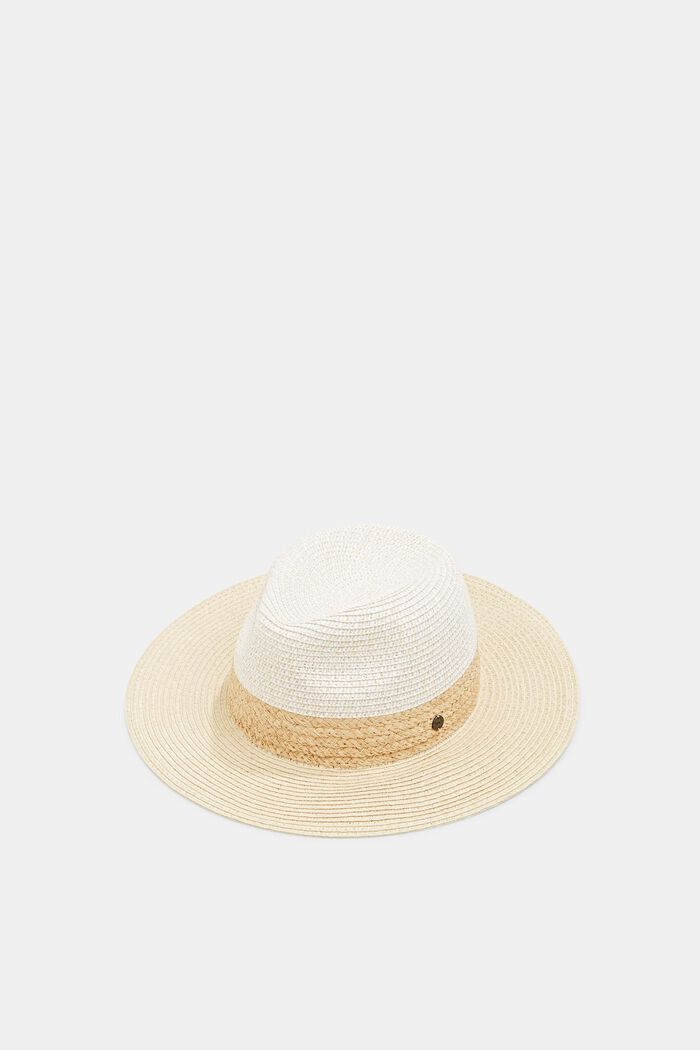Sun hat with raffia straw, OFF WHITE, detail image number 0