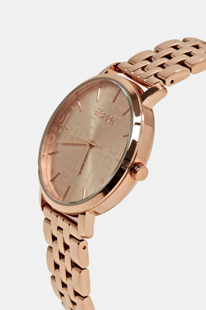 Stainless steel watch with a logo dial, ROSEGOLD, detail image number 1