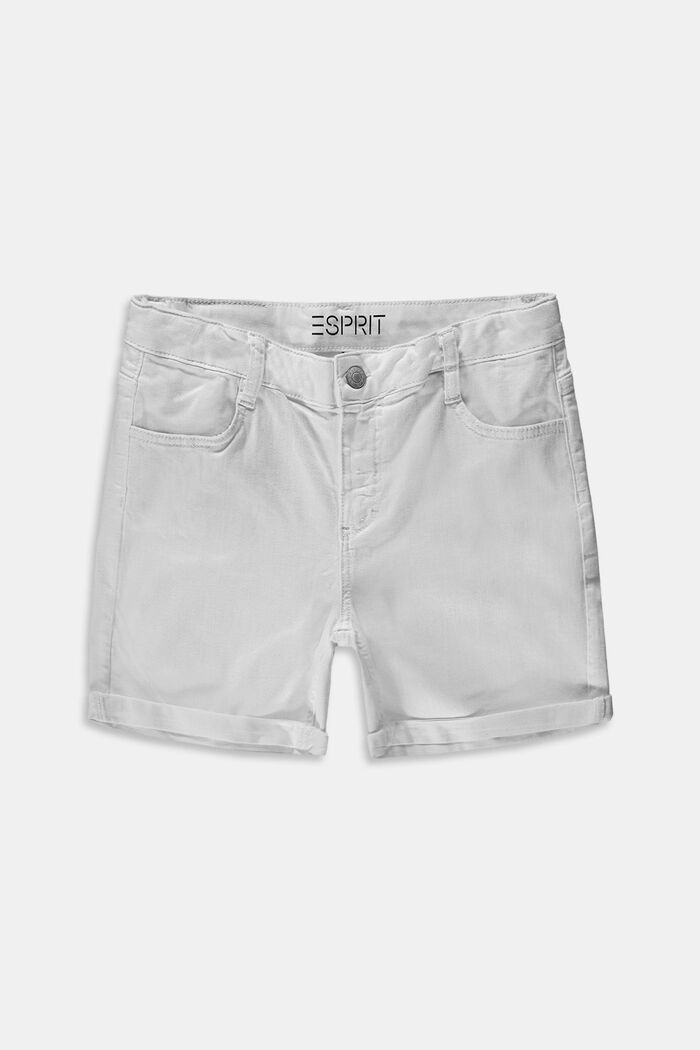 Recycled: denim shorts with an adjustable waistband, WHITE, detail image number 0