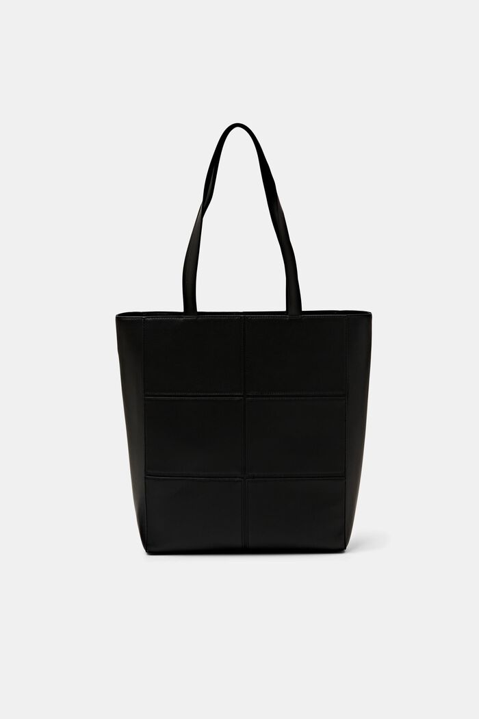 Faux Leather Tote Bag, BLACK, detail image number 0