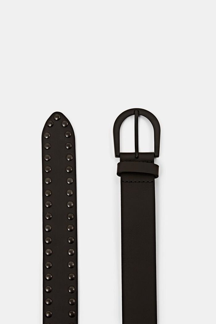 Studded Leather Belt, BLACK, detail image number 1