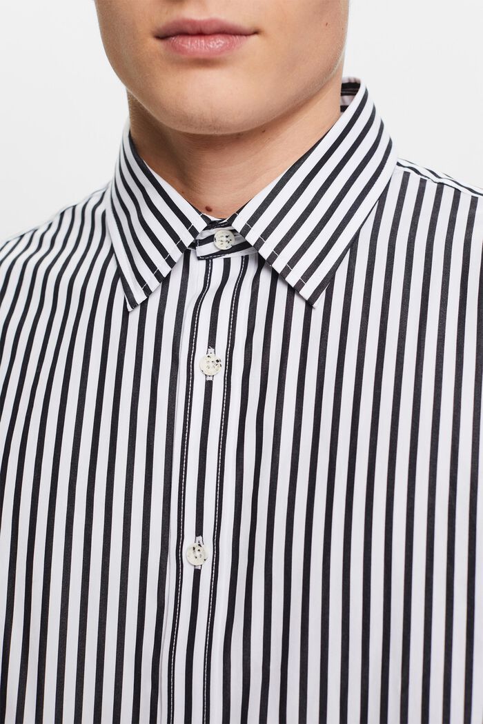 Striped Poplin Shirt, BLACK, detail image number 2