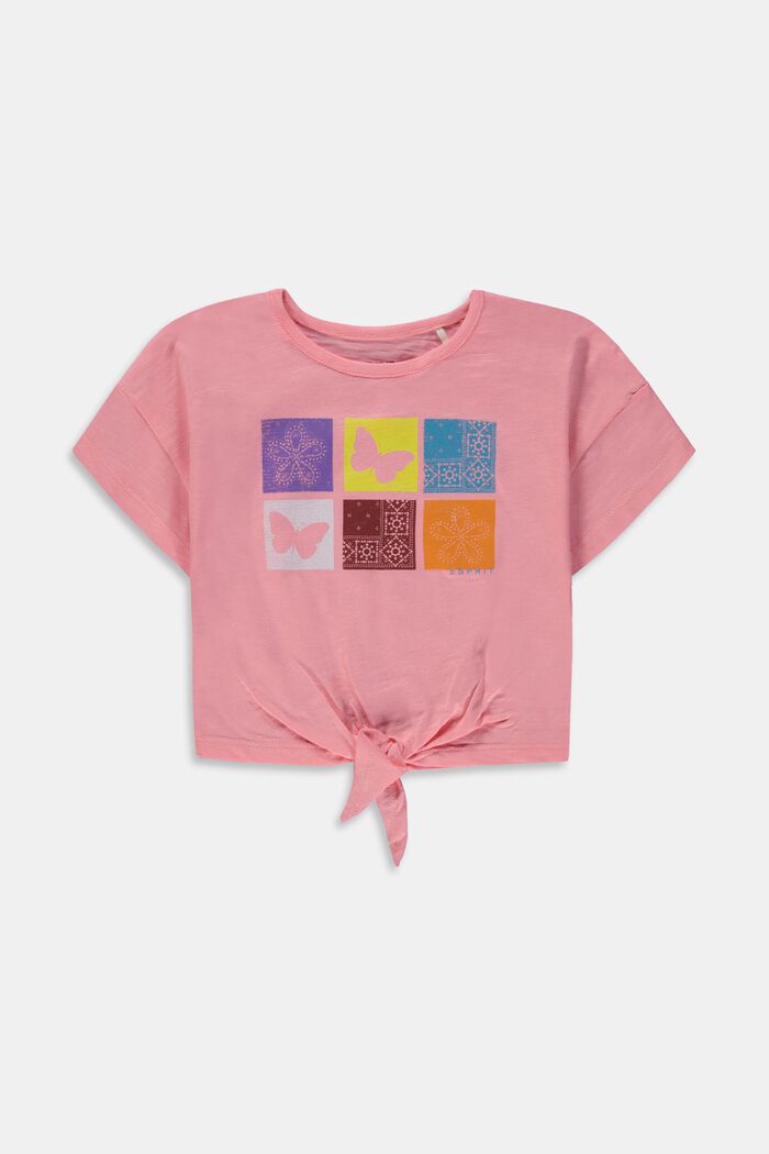 Front Print Tie Knot T-Shirt, PASTEL PINK, detail image number 0