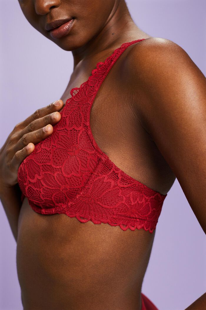 Underwire Lace Bra, RED, detail image number 1