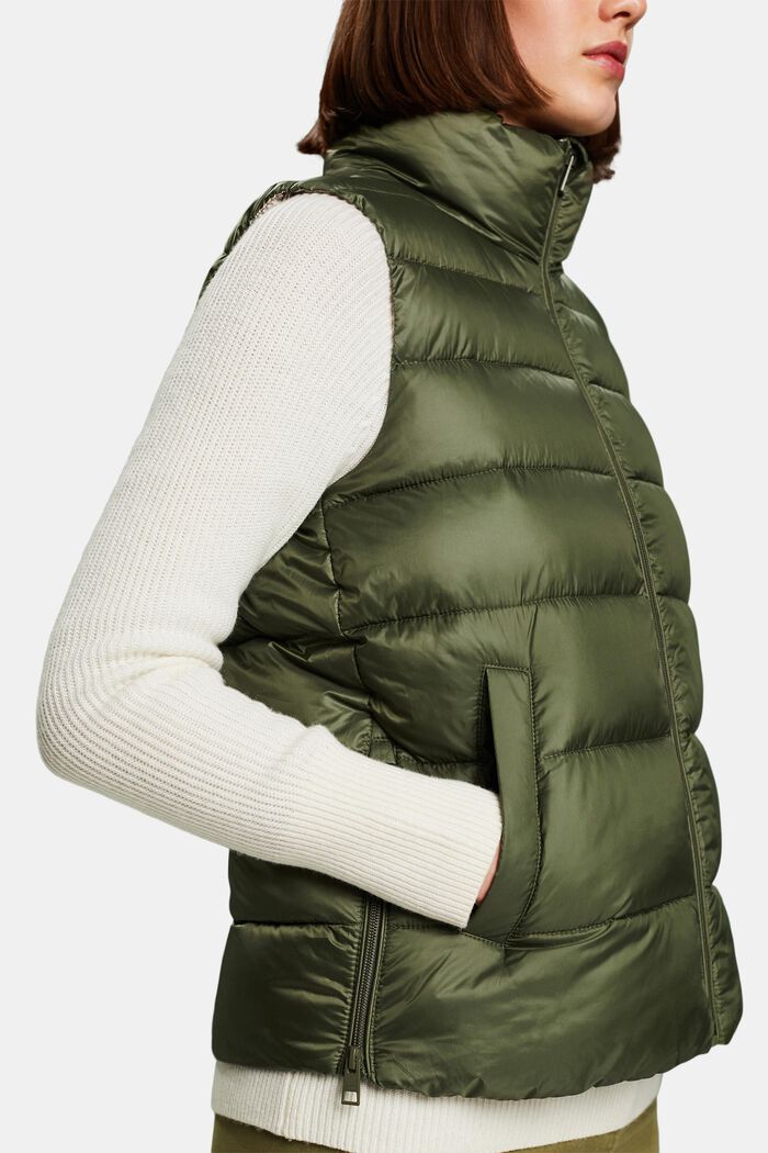 Padded Water-Repellent Vest, LIGHT KHAKI, detail image number 3