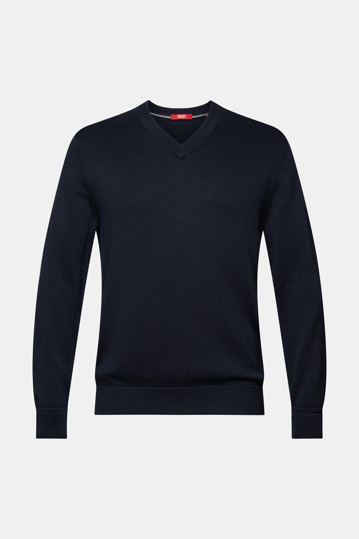 Cotton V-Neck Sweater, NAVY, detail image number 6