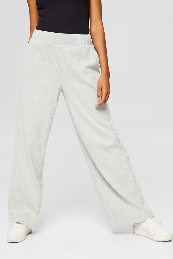 Sweatshirt tracksuit bottoms with wide legs, blended cotton, LIGHT GREY, detail image number 0