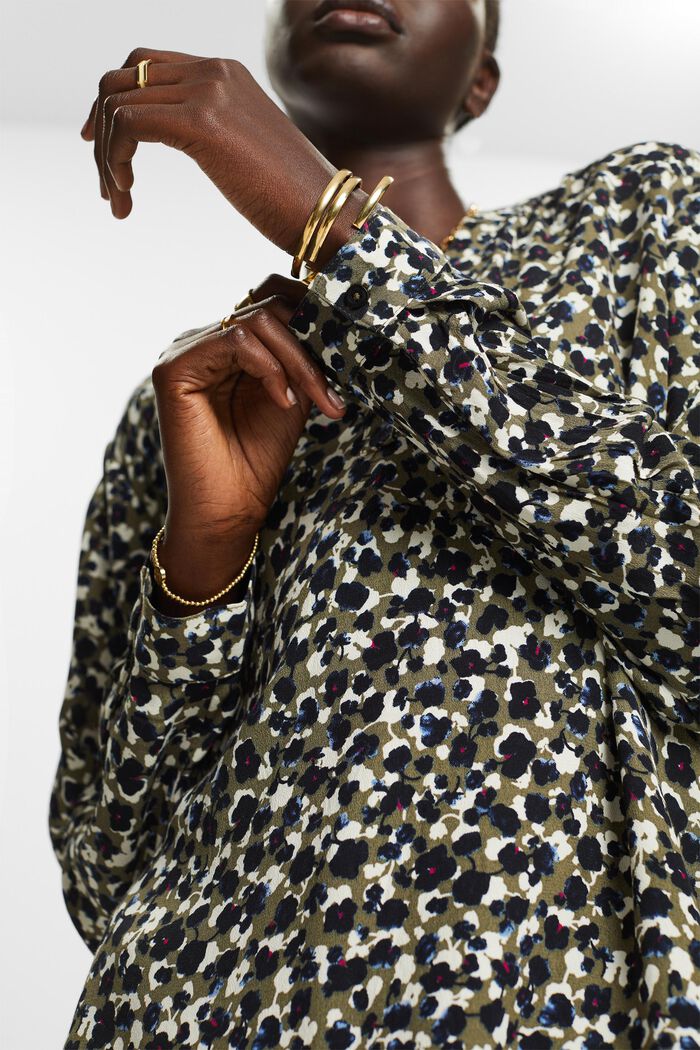 Patterned blouse, LENZING™ ECOVERO™, KHAKI GREEN, detail image number 2