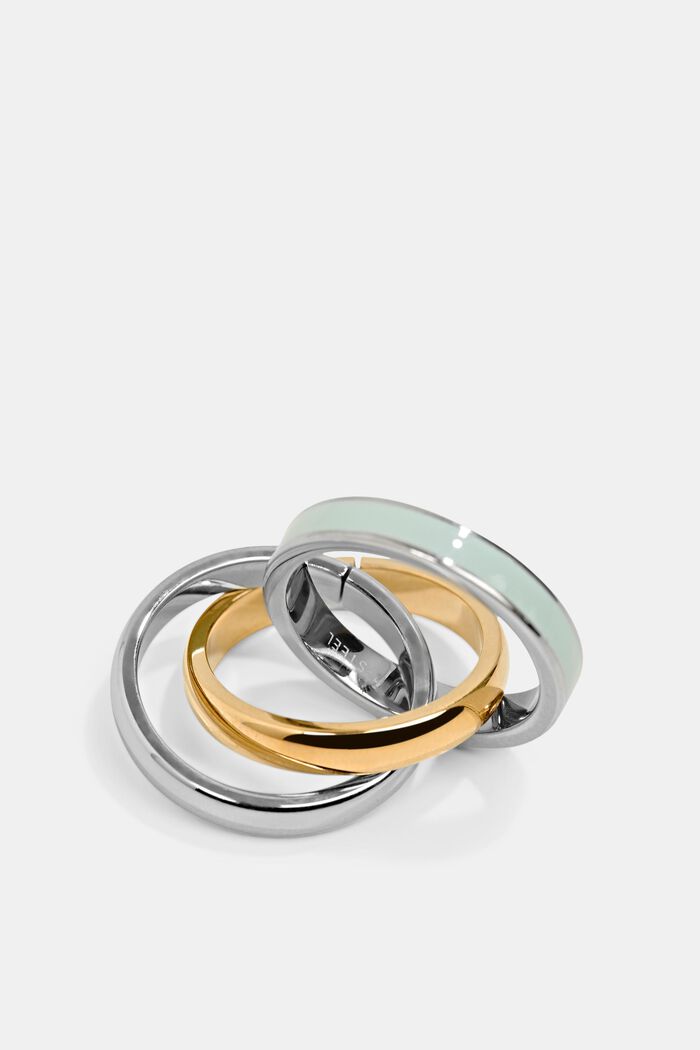 Stainless steel ring trio, GOLD BICOLOUR, detail image number 1