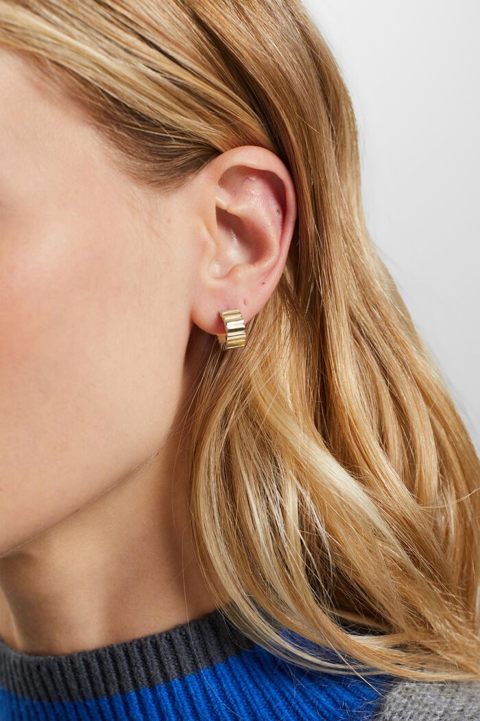 Small hoop earrings, sterling silver, GOLD, detail image number 2