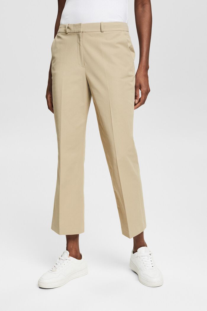 Cropped trousers, LIGHT KHAKI, detail image number 0