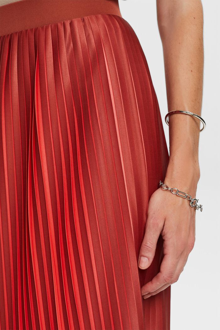 Two-tone jersey skirt with plissé pleats, TERRACOTTA, detail image number 2
