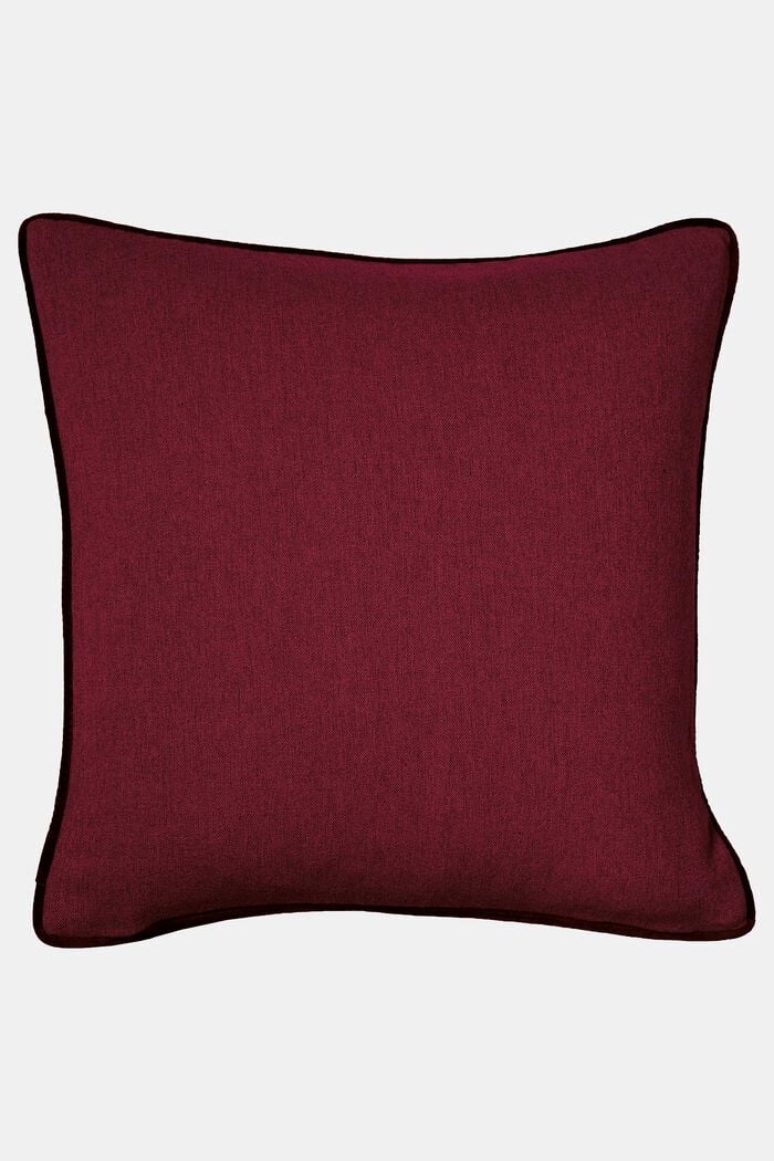 Decorative cushion cover with velvet piping, DARK RED, detail image number 2