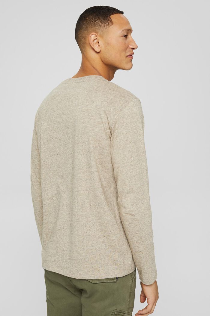 Long sleeve jersey top in 100% cotton, BEIGE, detail image number 3