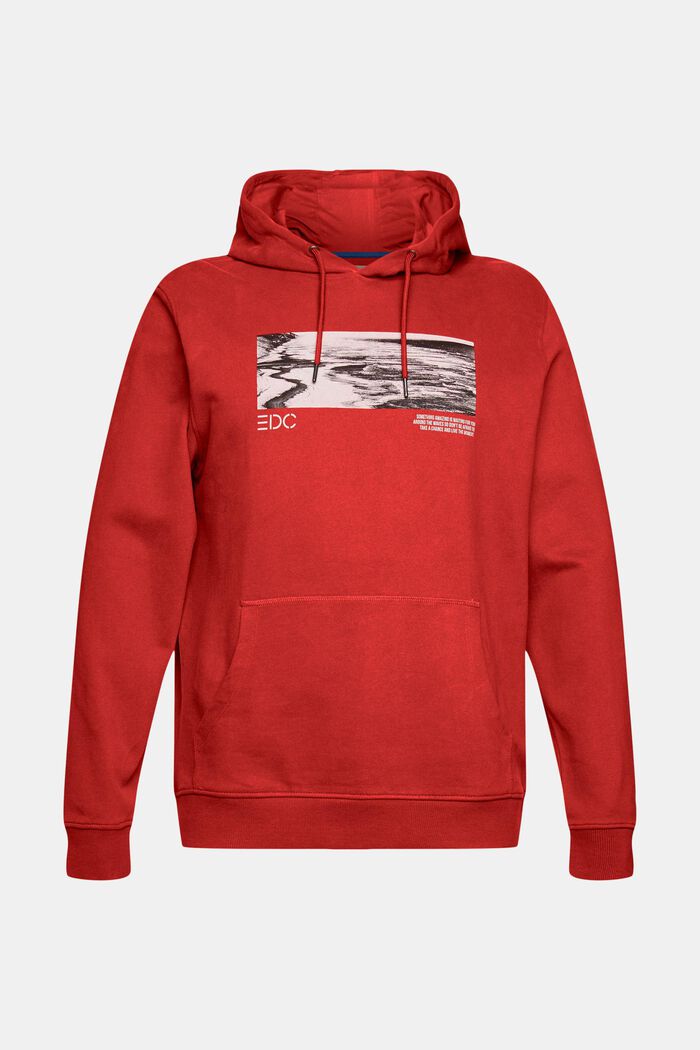 Sweatshirt hoodie with a print, RED ORANGE, detail image number 6