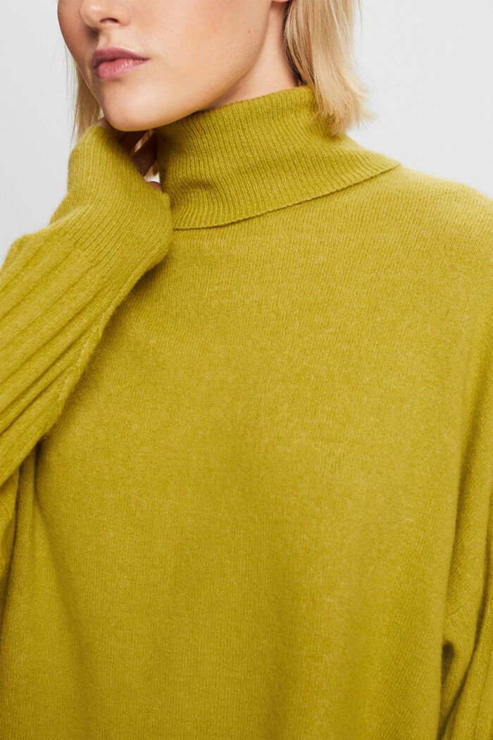 Wool Blend Turtleneck Sweater, PISTACHIO GREEN, detail image number 5