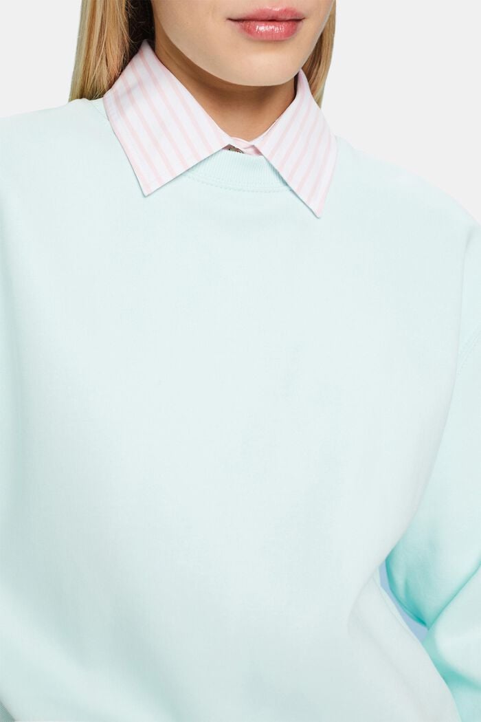 Cotton Blend Pullover Sweatshirt, LIGHT AQUA GREEN, detail image number 2