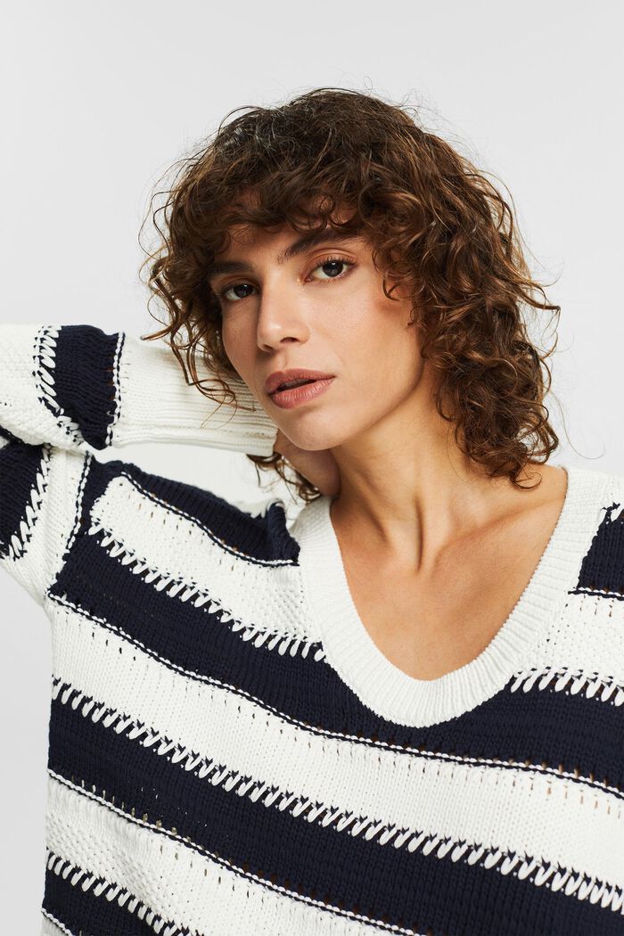 Striped knit jumper, OFF WHITE, detail image number 5