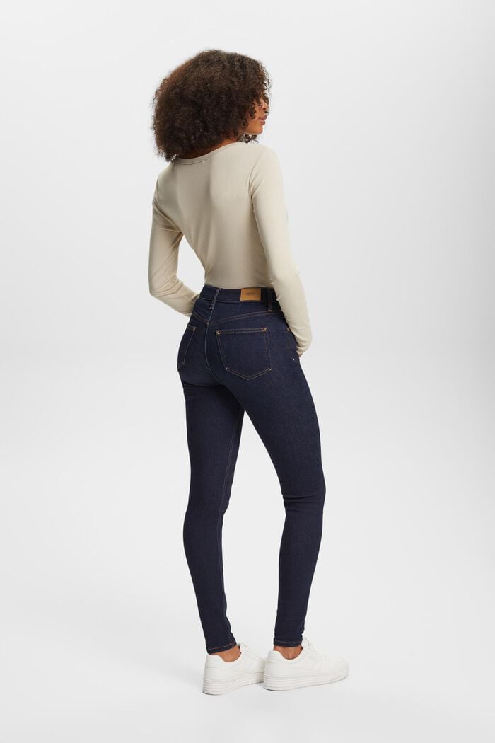 Highrise skinny jeans, stretch cotton, BLUE RINSE, detail image number 3