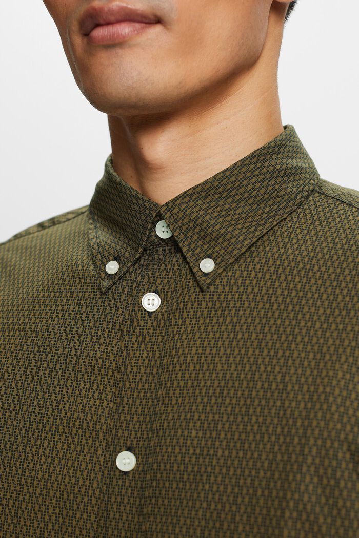 Printed Relaxed Fit Cotton Shirt, DARK KHAKI, detail image number 2