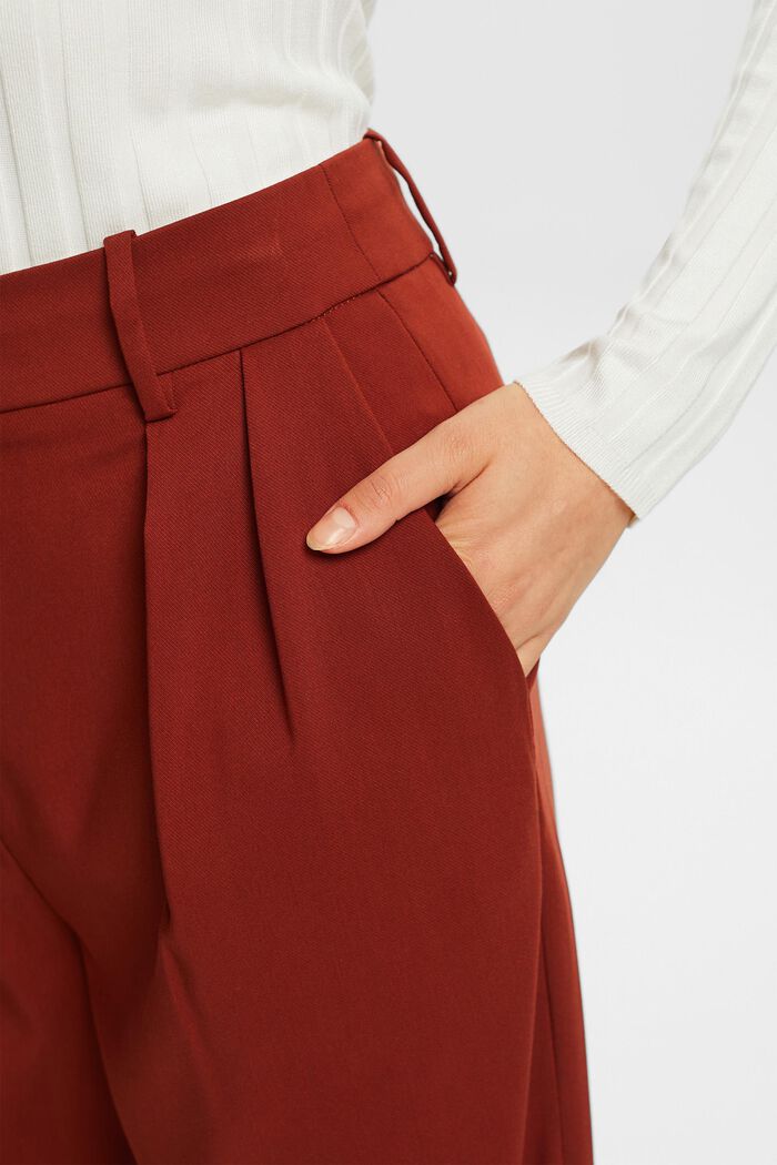 Woven Wide Leg Pants, RUST BROWN, detail image number 2