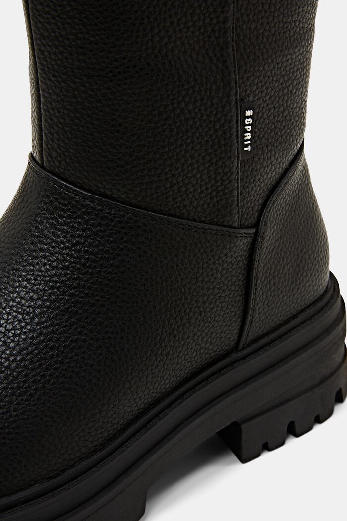 Chunky Faux Leather Boots, BLACK, detail image number 3
