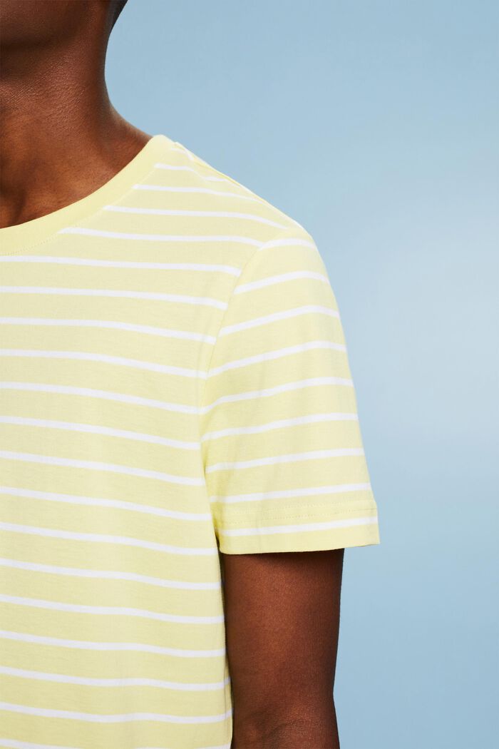 Striped Cotton Jersey T-Shirt, LIME YELLOW, detail image number 3