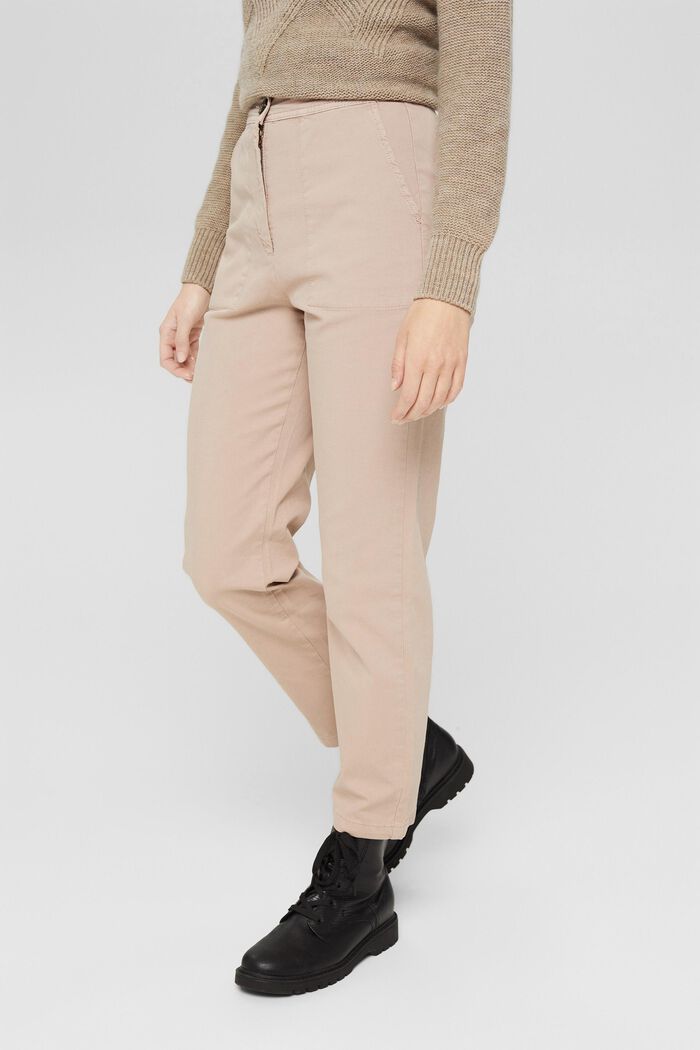 High-rise trousers made of organic cotton, LIGHT TAUPE, detail image number 0