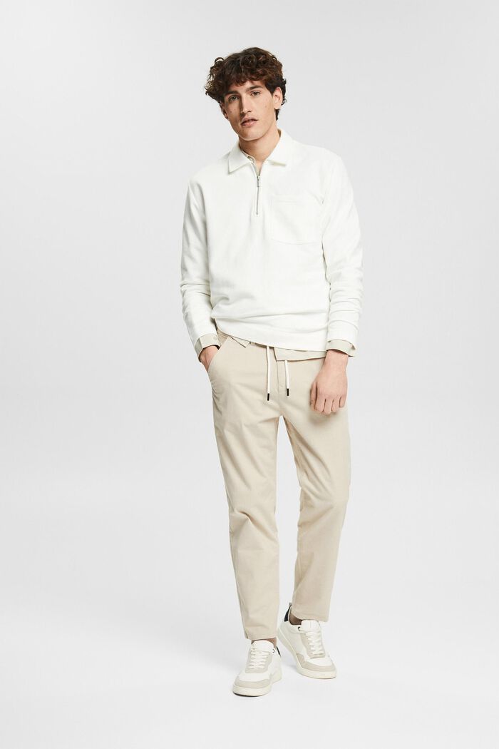 Trousers with a stretchy drawstring waistband, BEIGE, detail image number 1