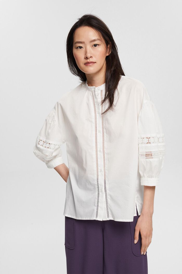 Blouse with lace, WHITE, detail image number 0