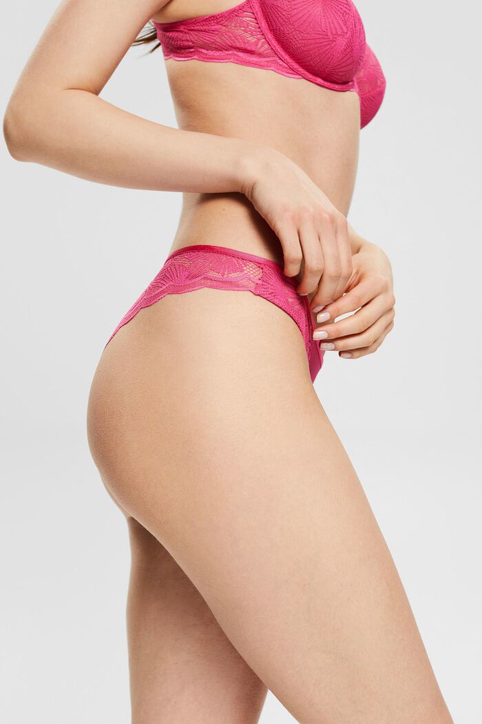 Brazilian shorts with patterned lace, PINK FUCHSIA, detail image number 0