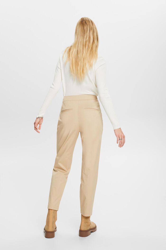 Chino trousers with a fixed tie belt, 100% cotton, SAND, detail image number 3