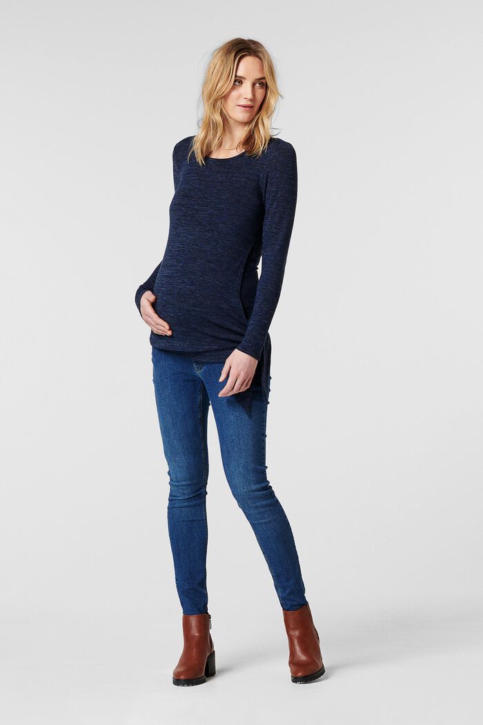 Skinny stretch jeans with an over-bump waistband, BLUE MEDIUM WASHED, overview