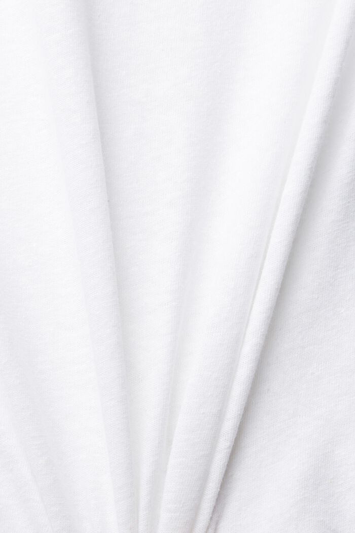 Plain-coloured T-shirt in blended linen, WHITE, detail image number 4