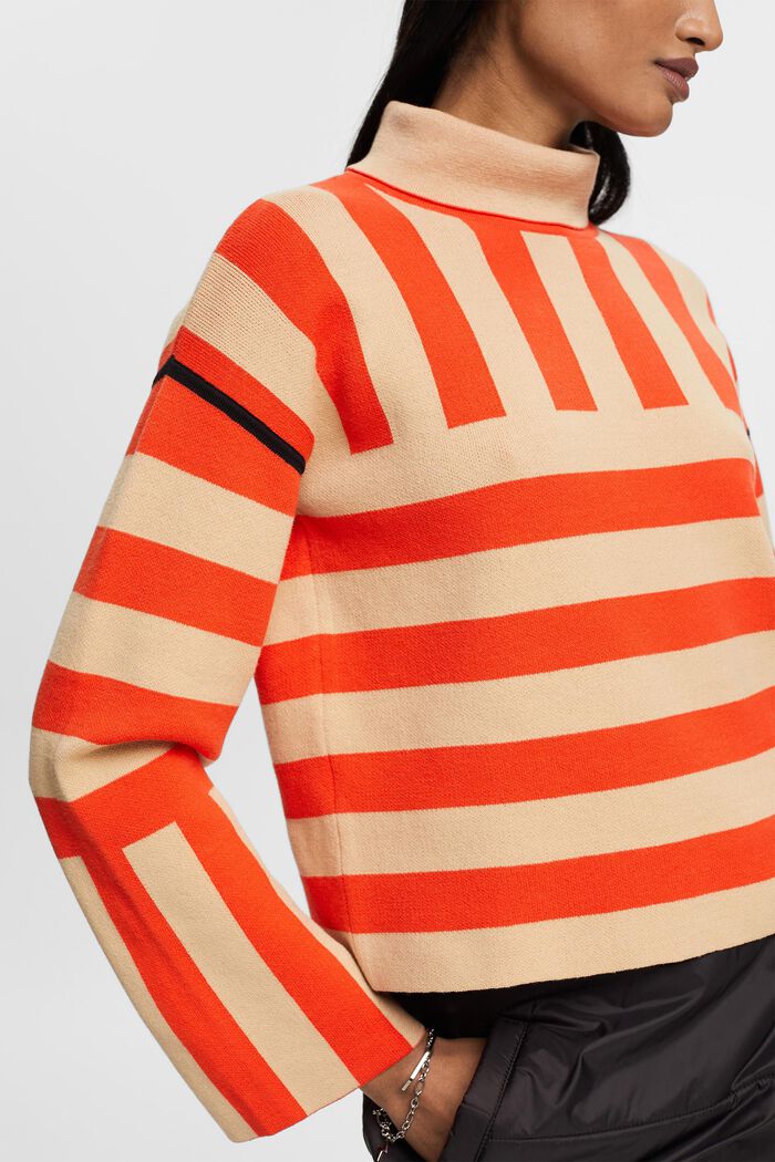 Mixed stripe knit jumper with roll neck, SAND, detail image number 2