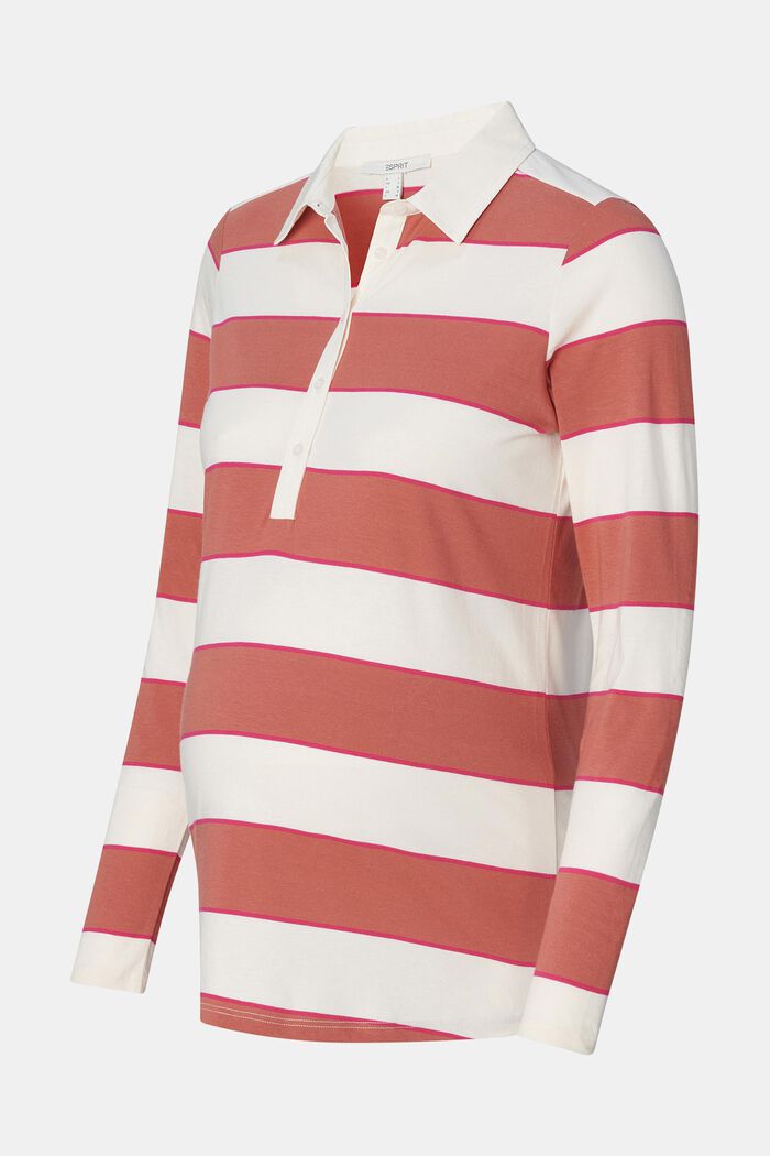 Striped Nursing Polo T-Shirt, OFF WHITE, detail image number 4