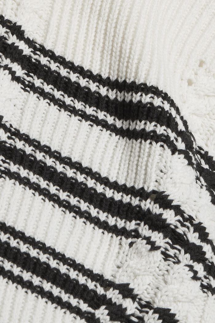 Knitted zip-neck top with a cable knit pattern, OFF WHITE, detail image number 4