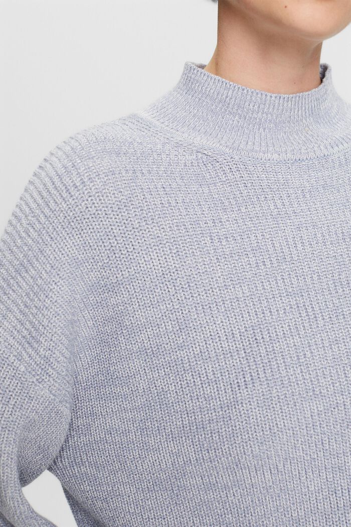 Ribbed Knit Mock Neck Sweater, LIGHT BLUE LAVENDER, detail image number 2